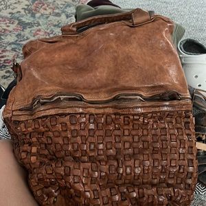 Brown authentic leather large bag made in Italy paid $140